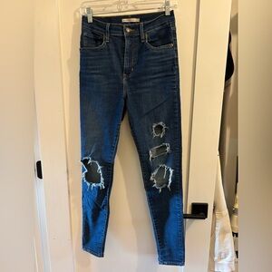 Levi’s Mile High Super Skinny Distressed Blue Jeans Size 28